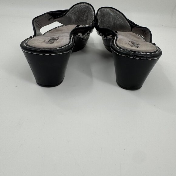 Alegria Lola Black Patent Leather Thong Wedge Slide Sandals Size 39 EU / 8.5-9 U - Picture 10 of 11